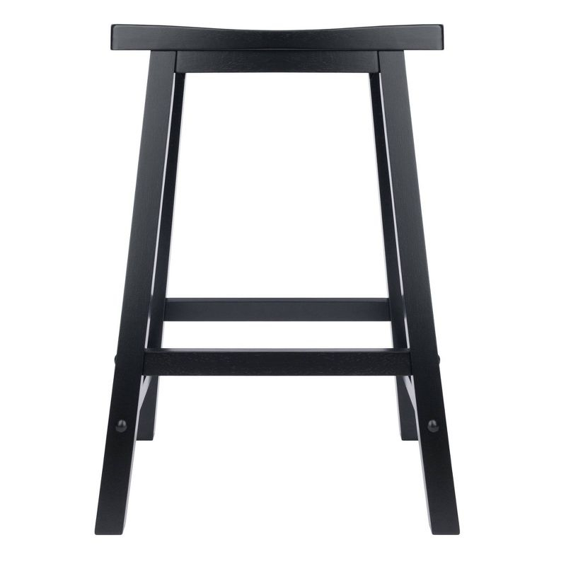 24" Satori Saddle Seat Counter Height Barstool Black - Winsome: Solid Hardwood, Backless Design