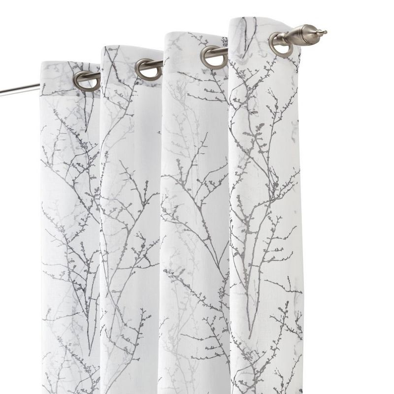 Habitat Liberty Whimsical Branch Motif Light Filtering Grommet Curtain Panel for Livingroom 52" x 108" White