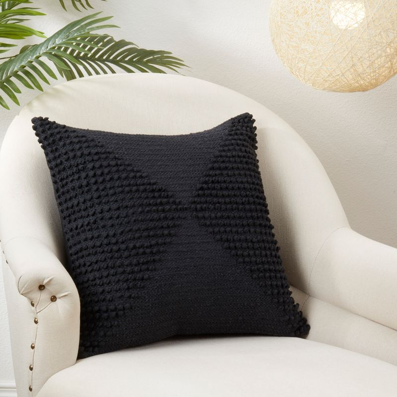 Saro Lifestyle Textured Woven Diamond Down Filled Throw Pillow, Black, 20"x20"