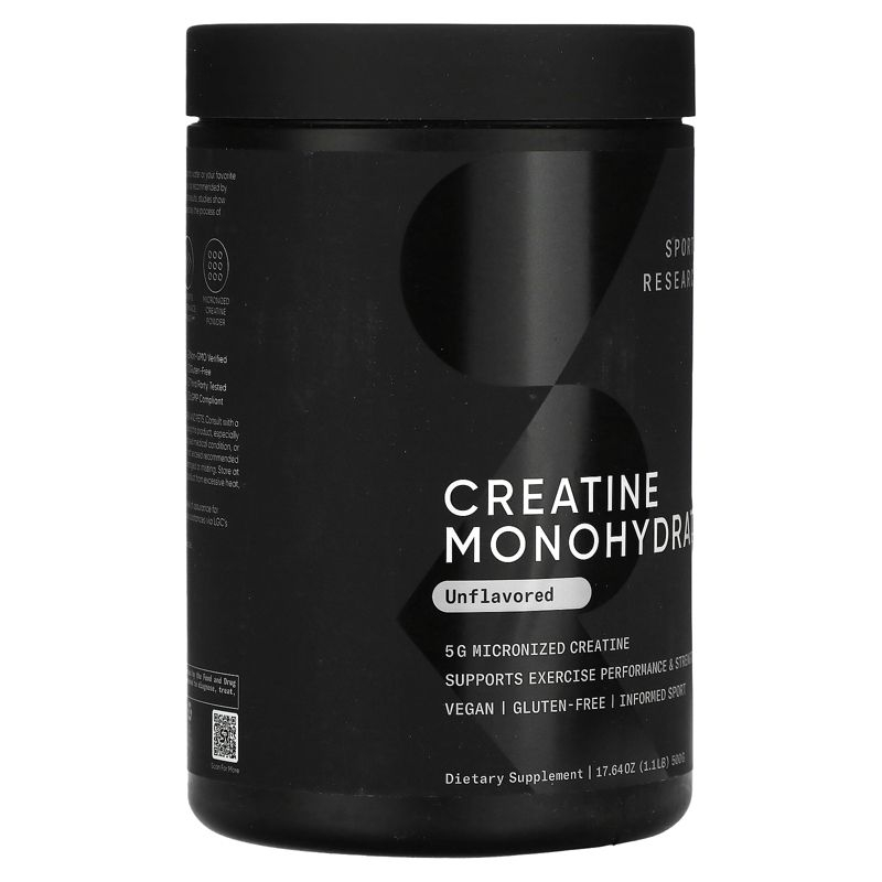 Sports Research Creatine Monohydrate, Unflavored, 1.1 lb (500 g)