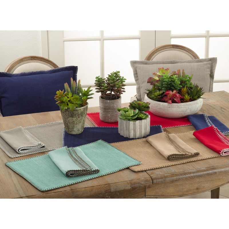 Saro Lifestyle Whipstitch Cotton Placemat, Red, (Set of 4 pcs)