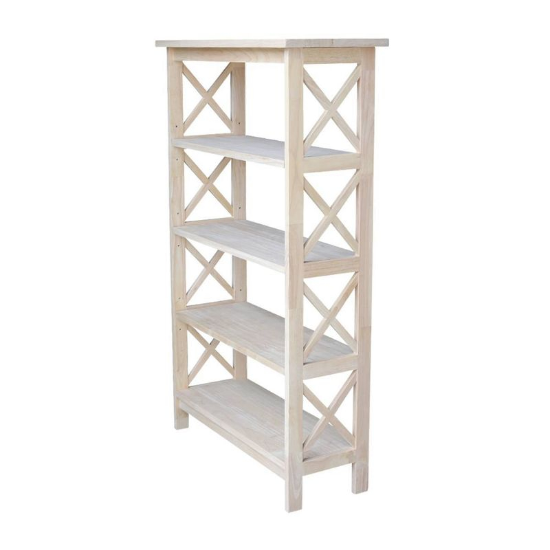 International Concepts 48" 4 Tier X-Sided Bookshelf: Hardwood Vertical Storage, Farmhouse Style, 30" Wide