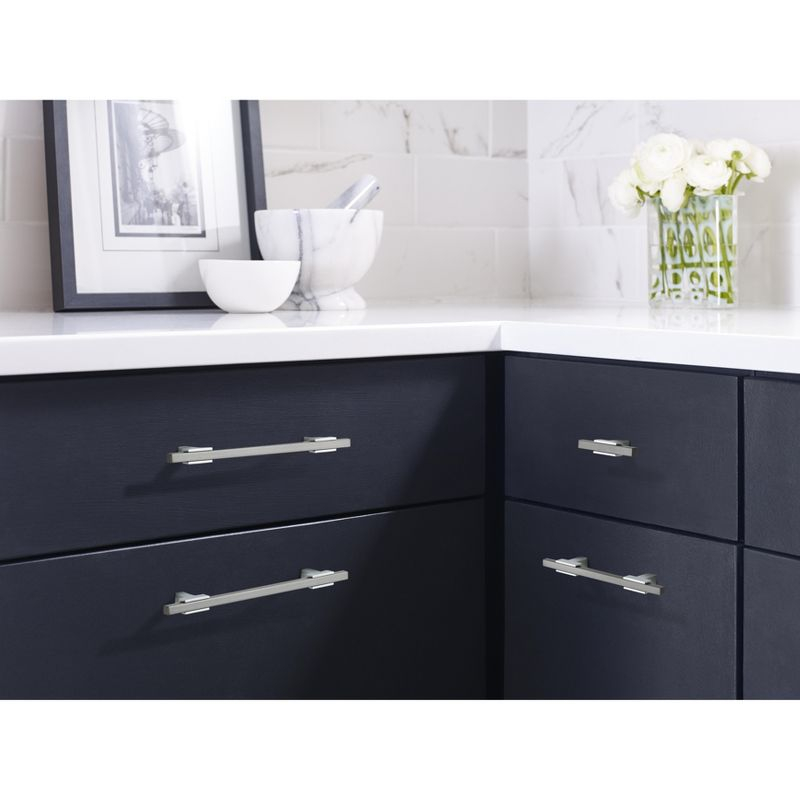 Amerock Urbanite 6-5/16 inch (160mm) Center-to-Center Polished Chrome/Black Chrome Cabinet Pull