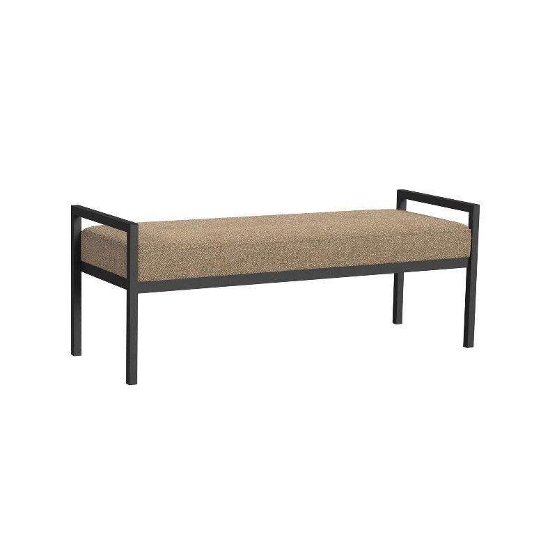 Modern Metal Faux Shearling Bench Brown - HomePop