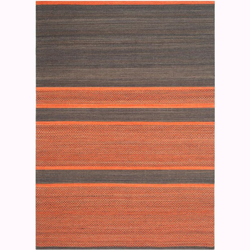Kilim KLM952 Hand Woven Area Rug - Dark Grey/Orange - 5'x8' - Safavieh.