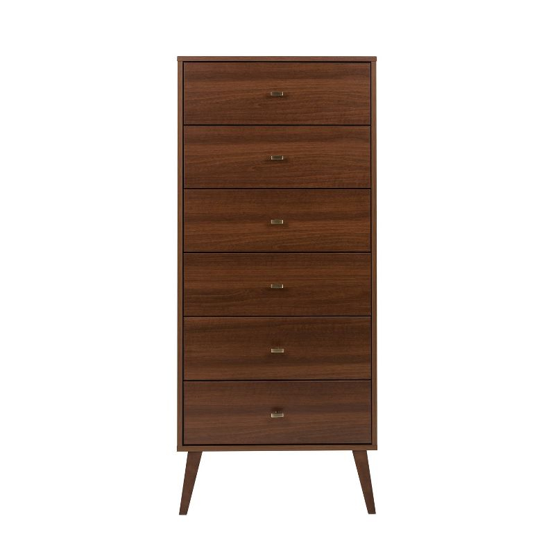 Tall Milo Mid Century Modern 6 Drawer Chest Cherry - Prepac: Space-Saving, Retro-Chic, Condo-Friendly