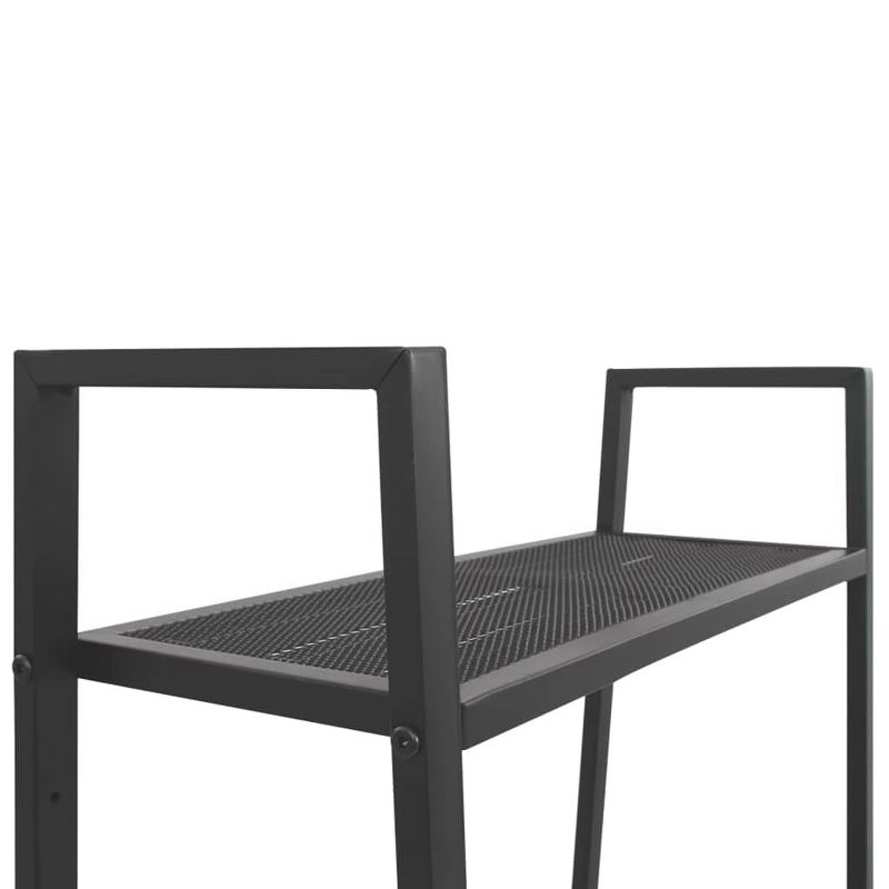 vidaXL Freestanding Ladder Bookcase with 4 Mesh Metal Shelves, Anthracite - Compact, Easy to Maintain