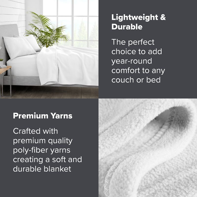 White Full/Queen Lightweight Polar Fleece Blanket by Bare Home