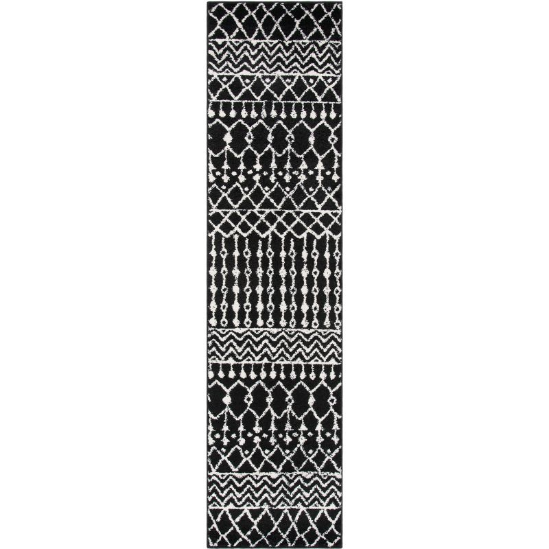 Tulum TUL270 Power Loomed Runner Rug - Black/Ivory - 2'x11' - Safavieh.