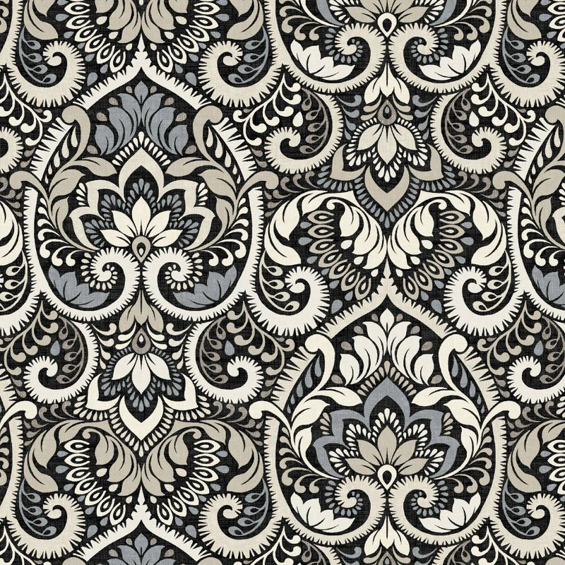 Arden 24"x24" Outdoor Deep Seat Set Black Aurora Damask: Water-Resistant, UV-Protected, Zippered Polyester Fiber Cushions