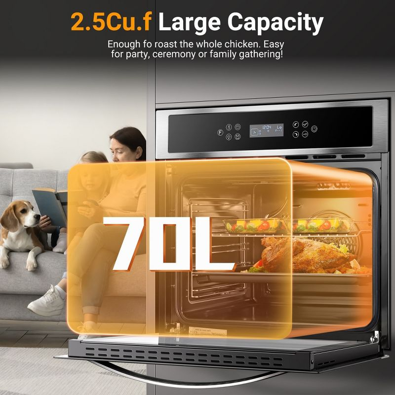 Electric oven,Built-in Over with 8 automatic recipes,Multifunctional timer,safety lock,LED Screen,Smart Touch Control,240V,2800W,5 Rack Positions