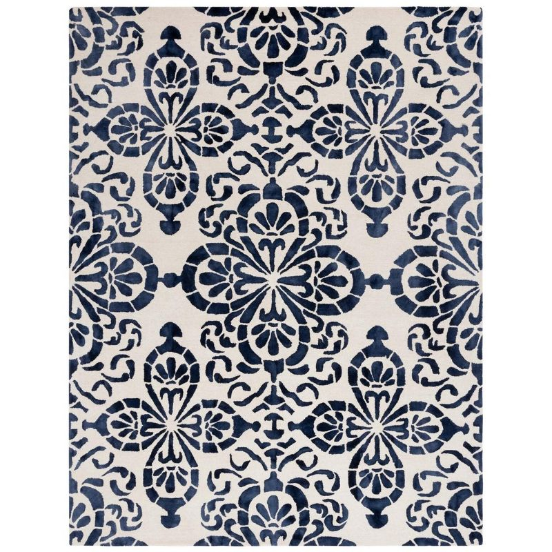 Dip Dye DDY719 Hand Tufted Area Rug - Ivory/Navy - 8'9"x11'9" - Safavieh..