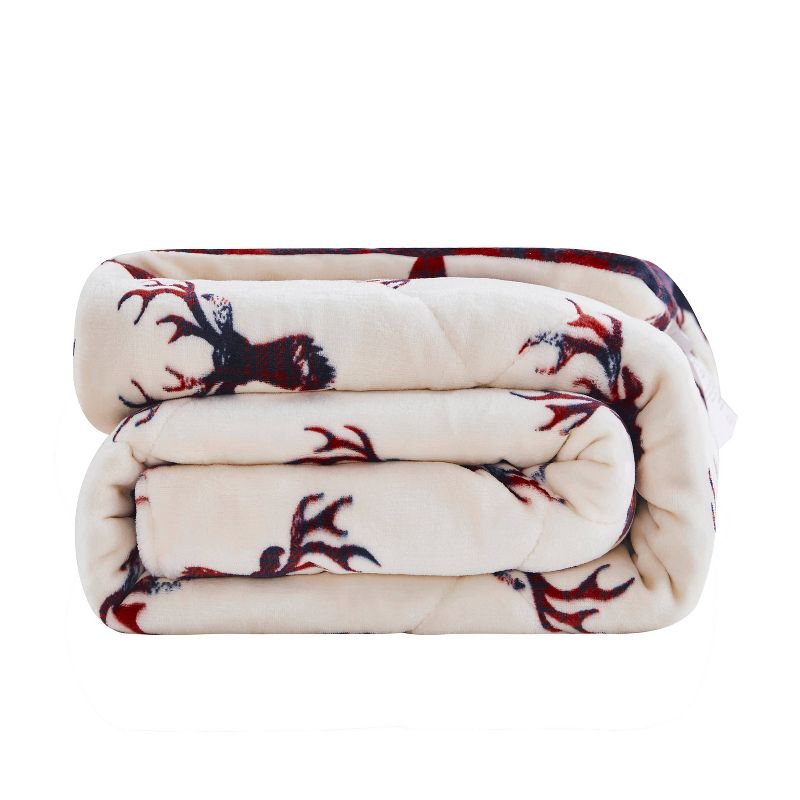 50"x60" Printed Velvet Reversible Throw Blanket Red/Cream - Mantolok