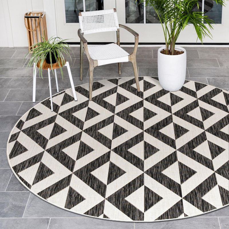 Jill Zarin 4' 0 x 4' 0 Round Indoor/Outdoor Charcoal Gray Area Rug