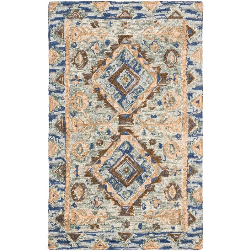 Aspen APN504 Hand Tufted Accent Rug - Blue/Beige - 2'3"x5' - Safavieh.