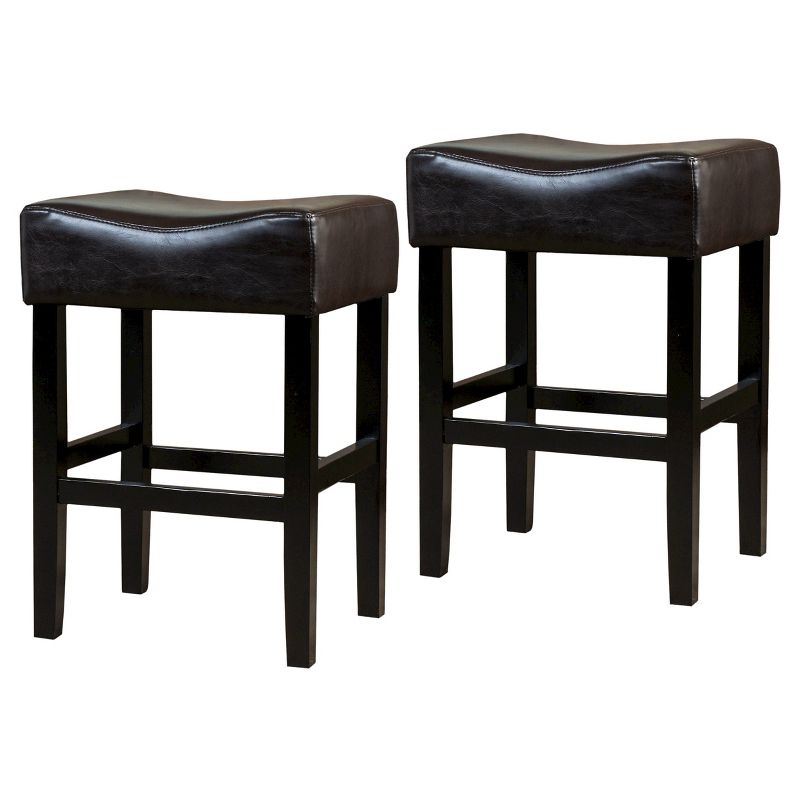 Christopher Knight Home Set of 2 Portman Backless Counter Height Barstools Brown: Upholstered, Wood Frame, 26" Seat Height