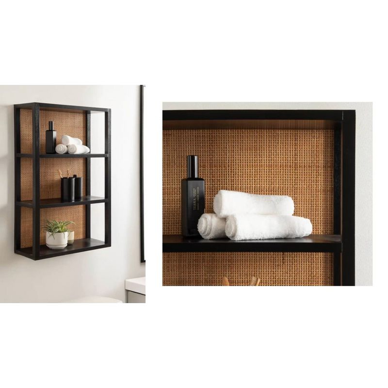 Kate & Laurel All Things Decor 30" Ori Rattan/Wood Wall Shelf Natural
