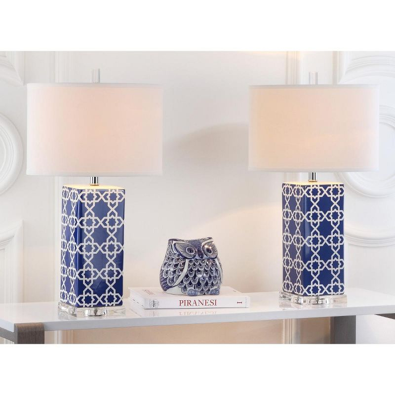 Quatrefoil Table Lamp (Set of 2) - Navy - Safavieh.