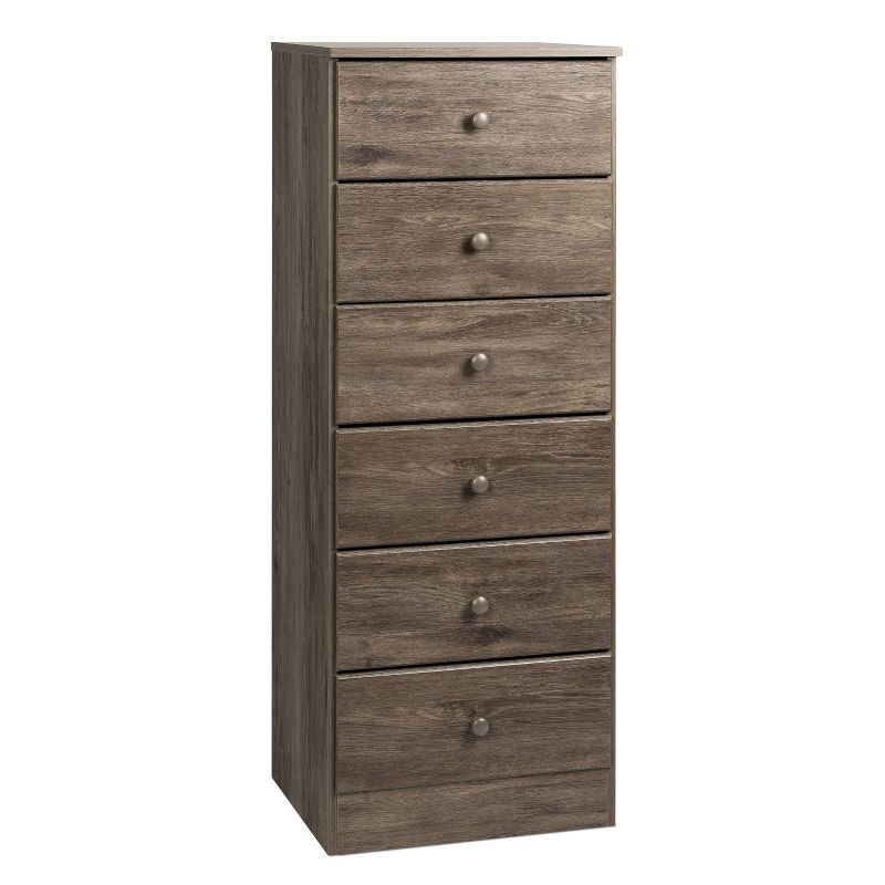 Astrid 6 Drawer Tall Chest Drifted Gray - Prepac: Space-Saving Storage for Small Rooms