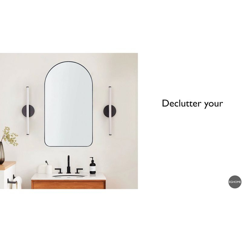 TEHOME 20 in. W x 30 in. H Arched Metal Framed Recessed Medicine Cabinet with Mirror and Shelves for bathroom in Black