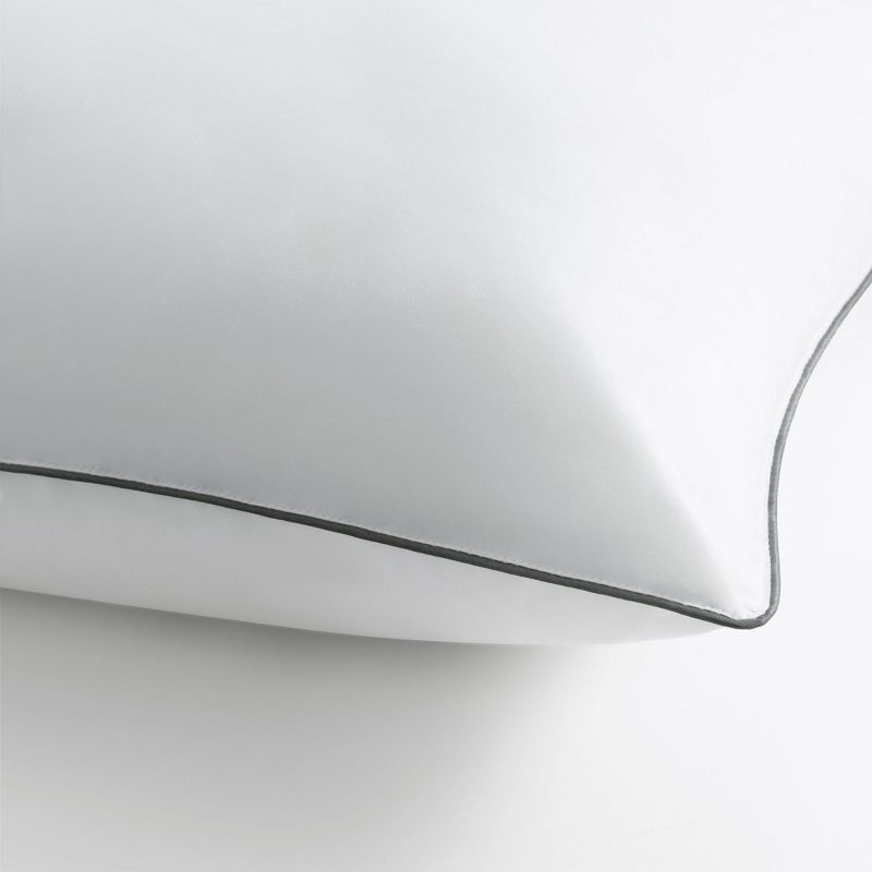 Host & Home Hypoallergenic Pillows (2 Pack) - White with Silver Piping, Cotton with Poly Fill - Queen 20x30 in.