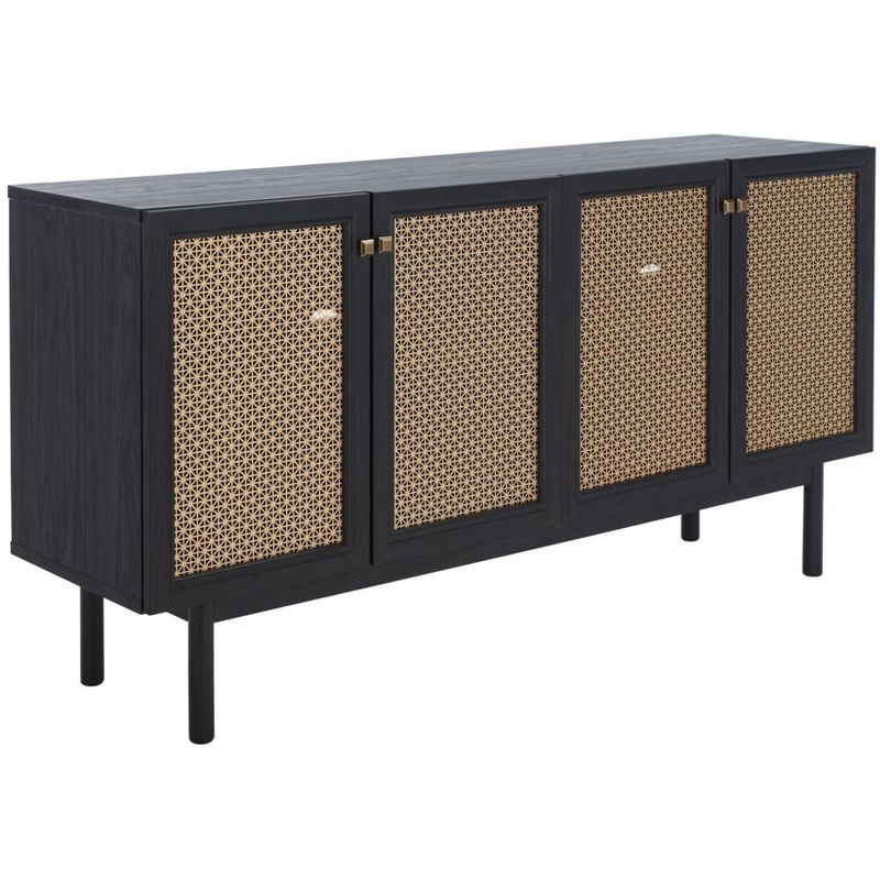 Piran 4 Door 2 Shelf Media Stand - MED9611 - Black/Gold - Safavieh