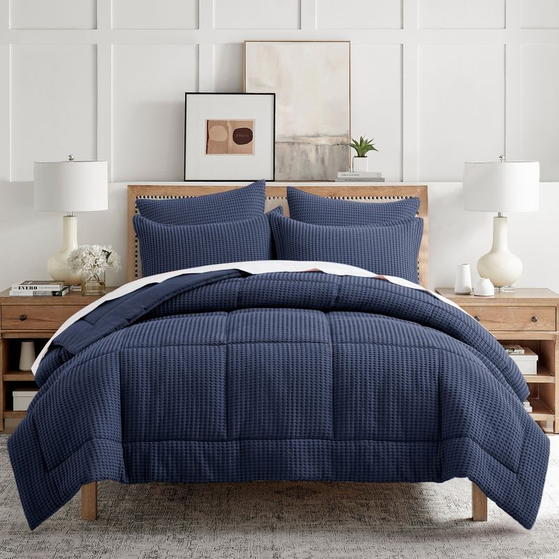 Mills Waffle Navy Twin Comforter Set - Levtex Home