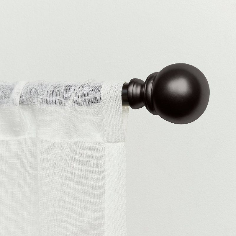 120"x66" Adjustable Sphere Curtain Rod & Finial Set Matte Bronze: 120 Inch, Iron, Single Rod, Exclusive Home