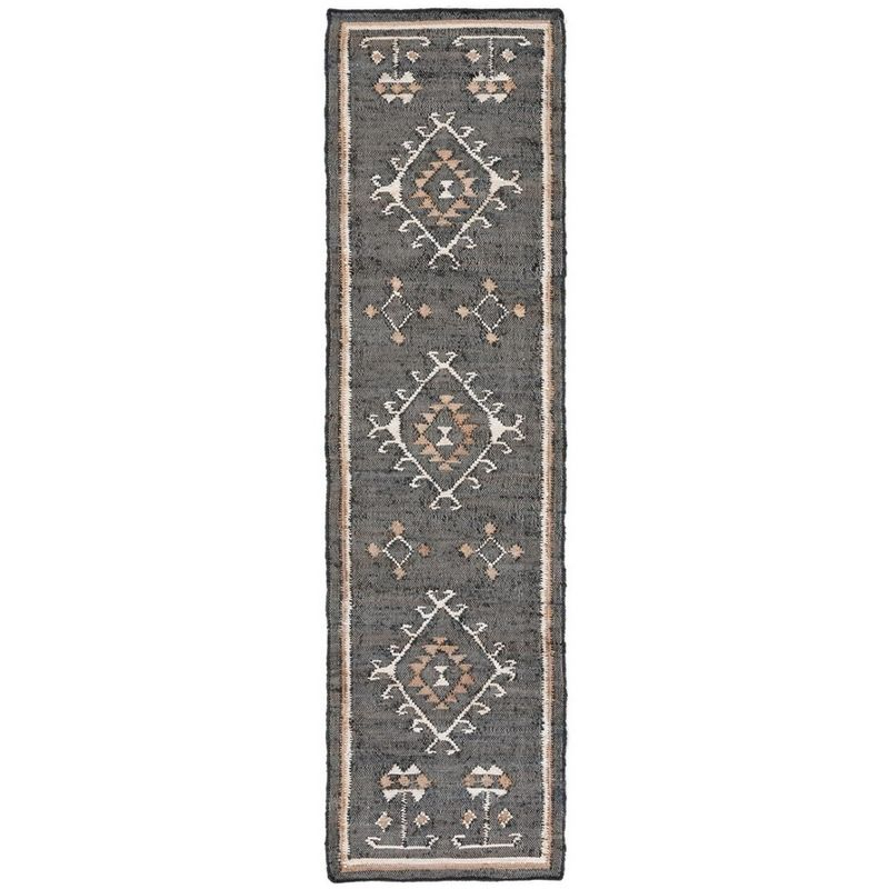 Kilim KLM762 Hand Woven Runners - Black/Ivory - 2'3"x11' - Safavieh