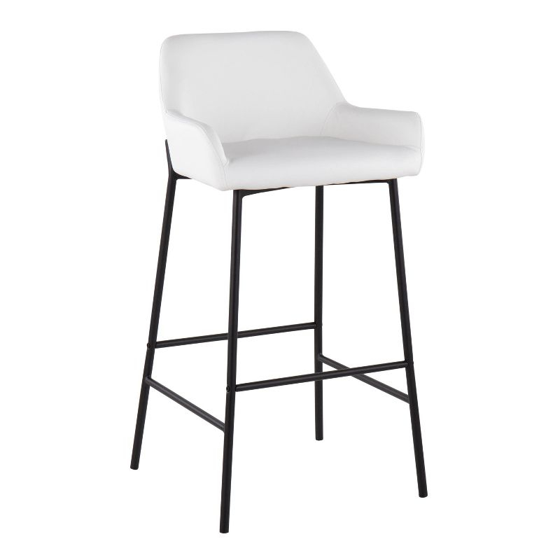 Set of 2 Daniella Metal Faux Leather Barstools Black/White - LumiSource: Upholstered, Fixed Height, Foam Filled