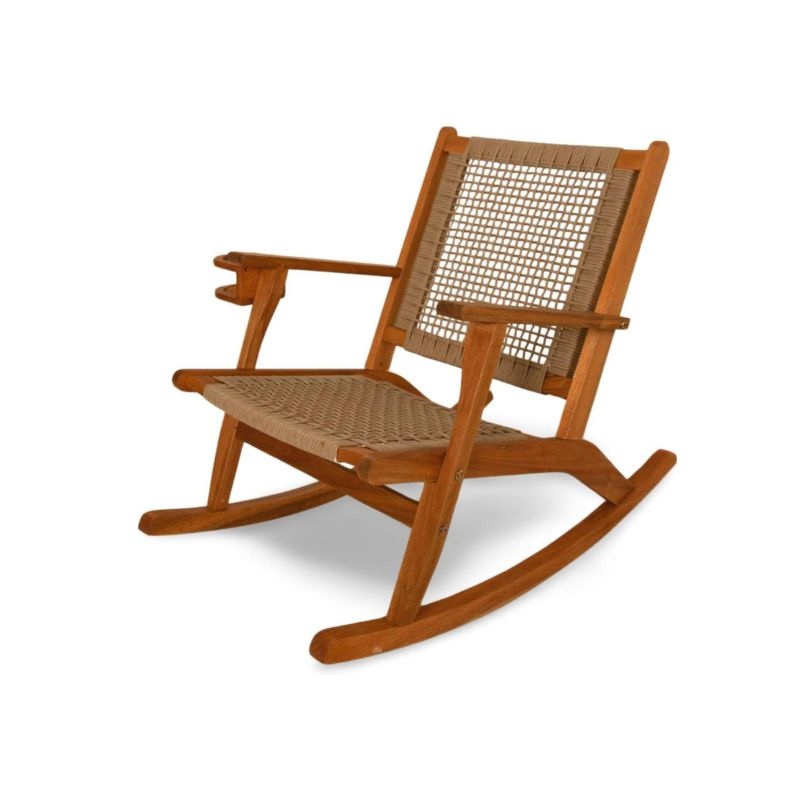 Aspect Living Vega Rocking Chair with Beverage Holder Natural Finish Wooden Chair, Patio, Backyard, Indoor & Outdoor Use - Robust Wood Construction