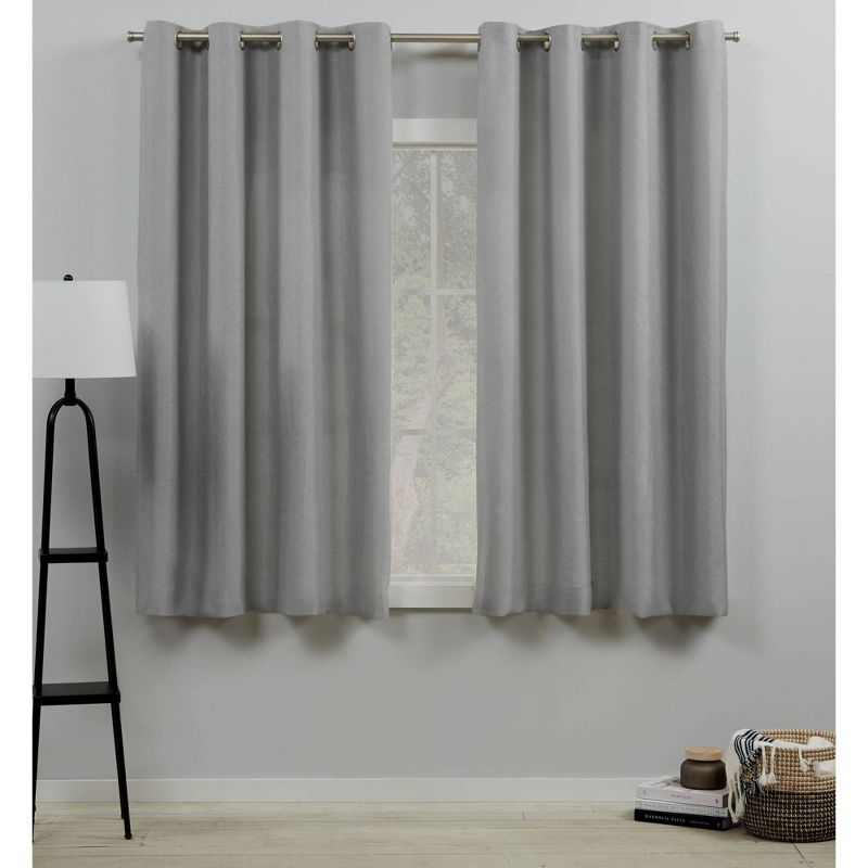 Set of 2 (63"x54") Loha Linen Grommet Top Light Filtering Curtain Panel Dove Gray - Exclusive Home: Modern Polyester