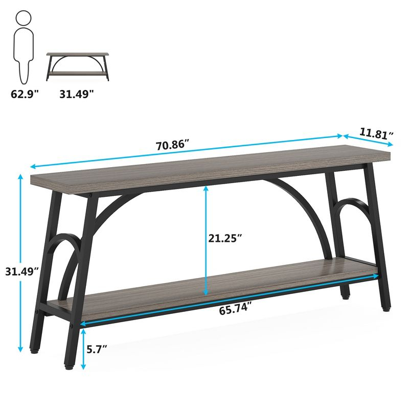 Tribesigns 70.8 inches 2-Tier TV Stand Extra Long Sofa Console Tables, Grey and Black