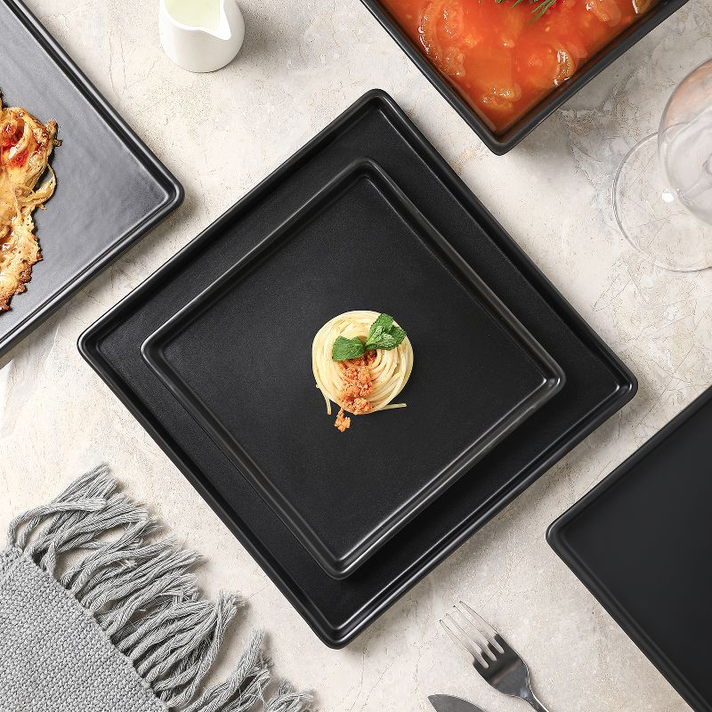 Stone Lain Grace 12-Piece Stoneware Dinnerware Set, Service for 4, Black