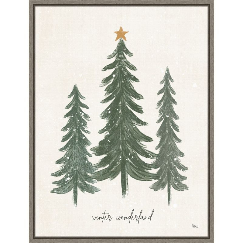 Amanti Art Woodland Christmas Trees by Veronique Charron Canvas Wall Art Print Framed 23 x 30-in.