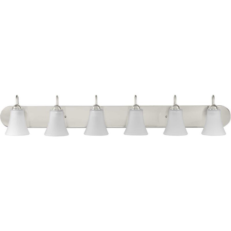 Progress Lighting, Classic Collection, 6-Light Bath, Brushed Nickel, Etched Glass Shades