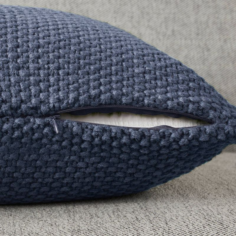 20"x20" Oversize Bree Knit Square Throw Pillow Cover Indigo - Ink+Ivy: Hidden Zipper, Machine Washable