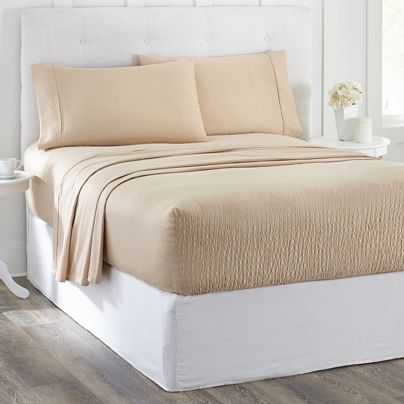 BrylaneHome Bed Tite 300 Thread Count Sheet Set - Twin, Blue Floral