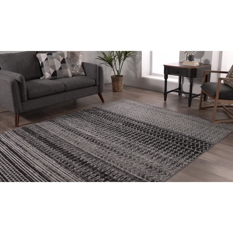 Nuloom Nova Striped Oval 7x9 Indoor Area Rug for Living Room Bedroom Dining Room Kitchen, Dark Grey/Ivory