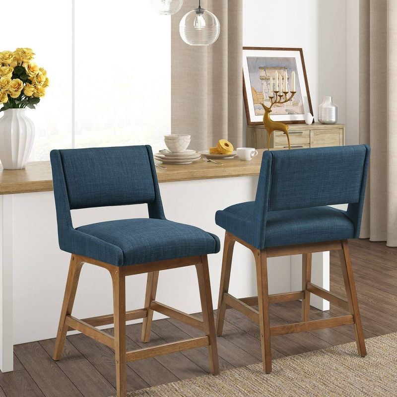 36.25" Boomerang Counter Height Barstool Navy - Ink+Ivy