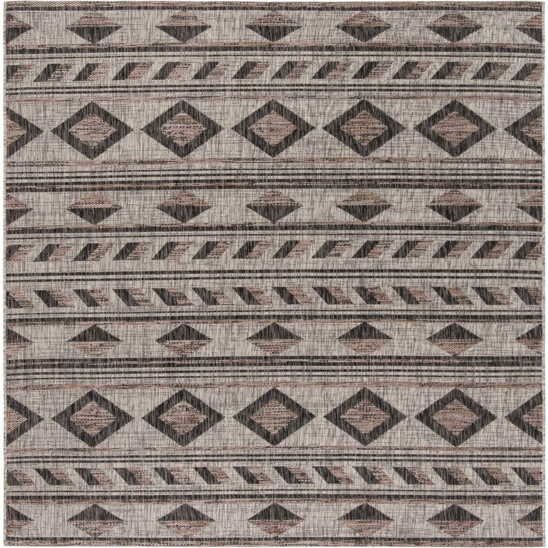 Courtyard CY8529 Power Loomed Indoor/Outdoor Area Rug - Grey/Black - 4'x4' - Safavieh.