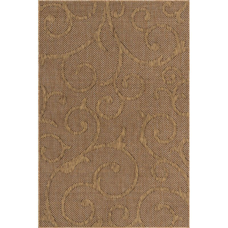 Unique Loom 5' 0 x 8' 0 Light Brown Outdoor Botanical Vine Area Rug