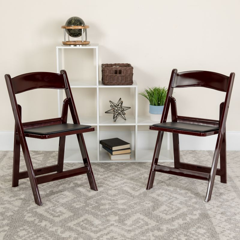 Flash Furniture Hercules Folding Chair - Red Mahogany Resin - 4 Pack 800LB Weight Capacity Comfortable Event Chair - Light Weight Folding Chair