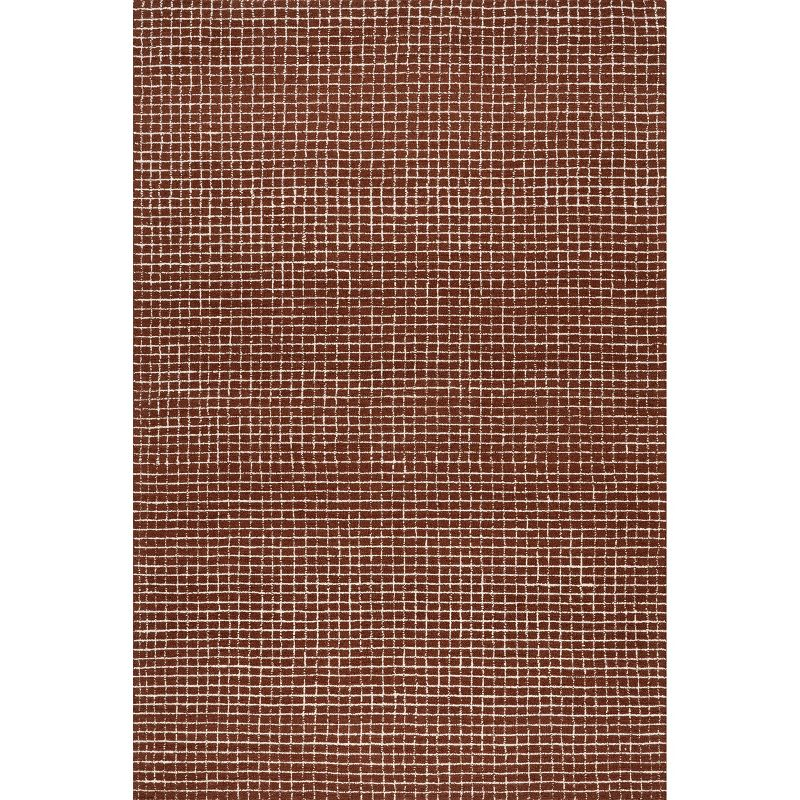Nuloom Melrose Checked Wool Area Rug, 9' x 12', Chestnut