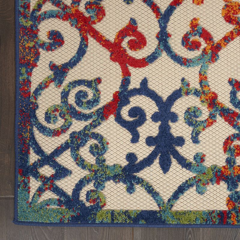 Nourison Aloha Contemporary Scroll Flatweave High-Low Indoor Outdoor Area Rug Multicolor 5'3" x 7'5"