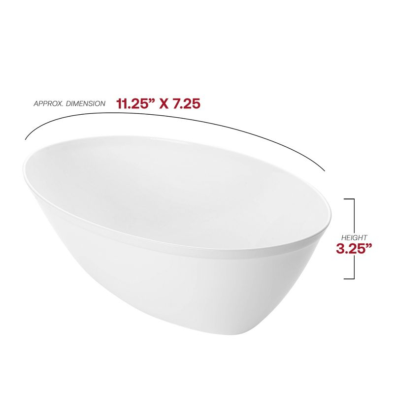 Smarty Had A Party 2 qt. White Oval Plastic Serving Bowls - 24 pcs