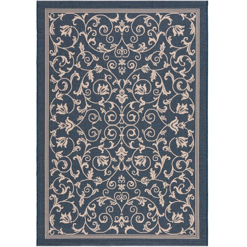 Courtyard CY2098 Power Loomed Indoor and Outdoor Area Rug - Navy/Beige - 5'3"x7'7" - Safavieh