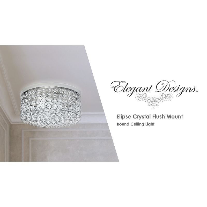 12" Elipse Crystal Flush Mount Ceiling Light, Rose Gold Base & Details - Elegant Designs: UL Listed, 60W
