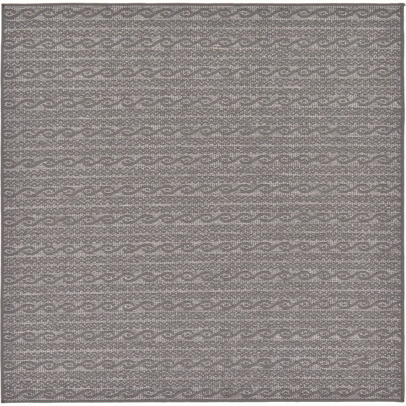 Unique Loom 6' 0 x 6' 0 Square Gray Outdoor Modern Links Area Rug