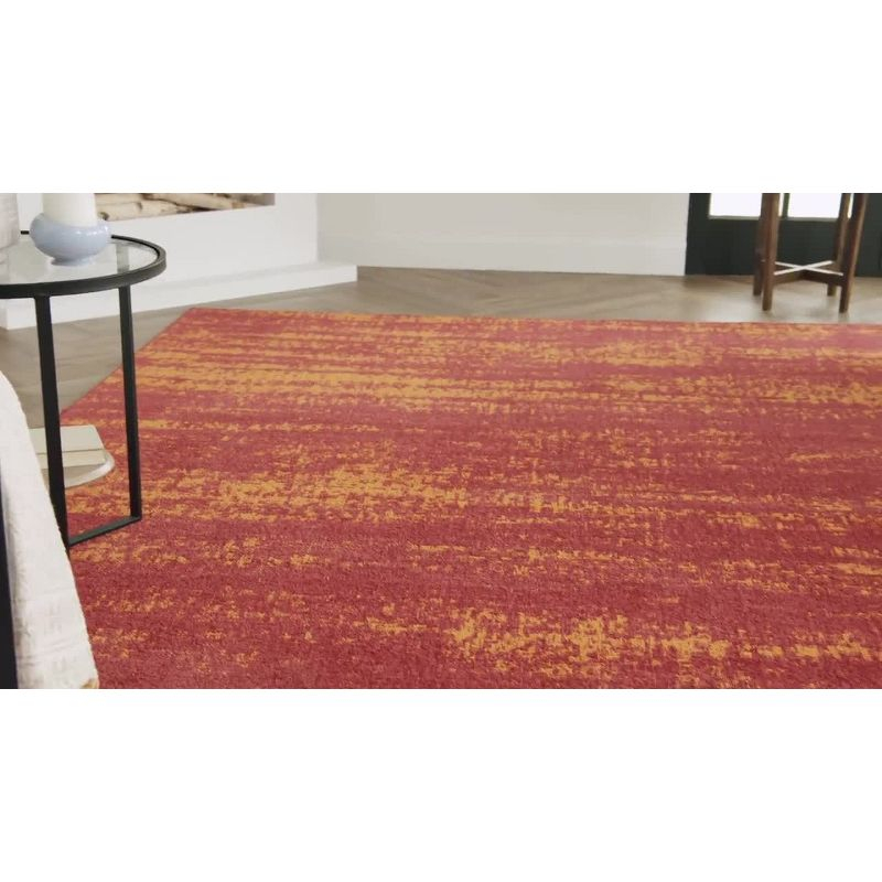 Nourison Essentials Abstract Low Pile Indoor Outdoor Area Rug 6' x 9' Red